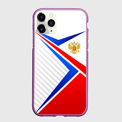 Чехол iPhone 11 Pro матовый Герб РФ - классические цвета флага, цвет: 3D-фиолетовый