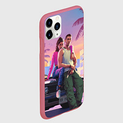 Чехол iPhone 11 Pro матовый Jason & Lucia - GTA 6 official art, цвет: 3D-малиновый — фото 2