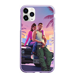 Чехол iPhone 11 Pro матовый Jason & Lucia - GTA 6 official art, цвет: 3D-светло-сиреневый