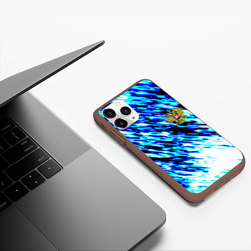 Чехол iPhone 11 Pro матовый Россия герб спорт / 3D-Коричневый – фото 3