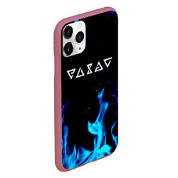 Чехол iPhone 11 Pro матовый Ведьмак лого огонь, цвет: 3D-малиновый — фото 2