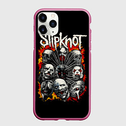 Чехол iPhone 11 Pro матовый Slipknot метал-группа, цвет: 3D-малиновый
