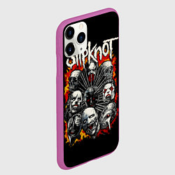 Чехол iPhone 11 Pro матовый Slipknot метал-группа, цвет: 3D-фиолетовый — фото 2