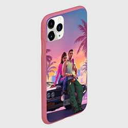 Чехол iPhone 11 Pro матовый Люсия с парнем gta 6, цвет: 3D-малиновый — фото 2