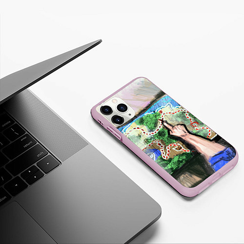 Чехол iPhone 11 Pro матовый Карта сокровищ / 3D-Розовый – фото 3