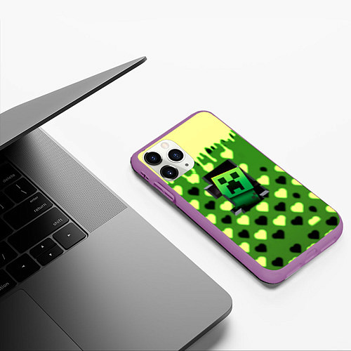 Чехол iPhone 11 Pro матовый Minecraft love toxic / 3D-Фиолетовый – фото 3