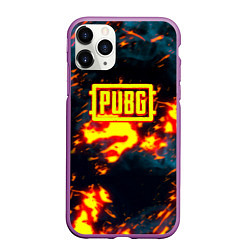 Чехол iPhone 11 Pro матовый PUBG огненое лого, цвет: 3D-фиолетовый