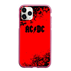 Чехол iPhone 11 Pro матовый AC DC skull rock краски, цвет: 3D-малиновый