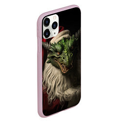 Чехол iPhone 11 Pro матовый Дракон в костюме Санты, цвет: 3D-розовый — фото 2