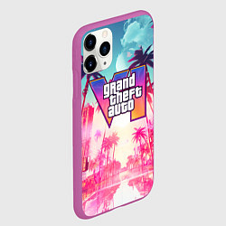 Чехол iPhone 11 Pro матовый Gta 6 logo vice city style, цвет: 3D-фиолетовый — фото 2