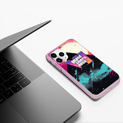 Чехол iPhone 11 Pro матовый GTA 6 logo retro, цвет: 3D-розовый — фото 2