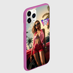 Чехол iPhone 11 Pro матовый Девушка GTA 6, цвет: 3D-фиолетовый — фото 2