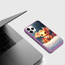 Чехол iPhone 11 Pro матовый Дракон тайный повелитель елок, цвет: 3D-фиолетовый — фото 2