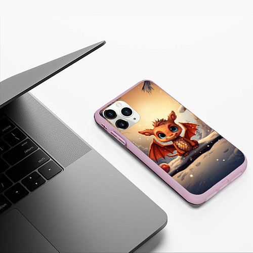 Чехол iPhone 11 Pro матовый Тайный повелитель елок дракон / 3D-Розовый – фото 3