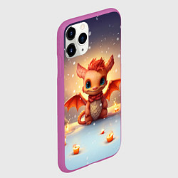 Чехол iPhone 11 Pro матовый Ветрокрылый огневик дракон, цвет: 3D-фиолетовый — фото 2