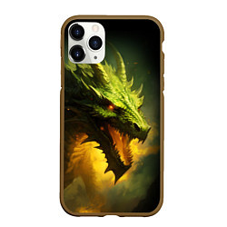Чехол iPhone 11 Pro матовый Злой зеленый дракон 2024, цвет: 3D-коричневый