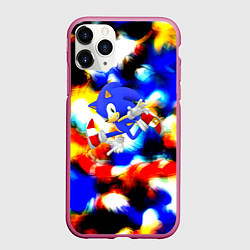 Чехол iPhone 11 Pro матовый Sonic colors, цвет: 3D-малиновый