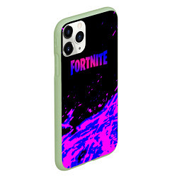 Чехол iPhone 11 Pro матовый Fortnite neon logo steel, цвет: 3D-салатовый — фото 2