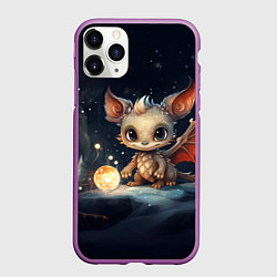 Чехол iPhone 11 Pro матовый Дракон тайный повелитель елок, цвет: 3D-фиолетовый