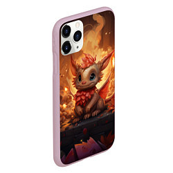 Чехол iPhone 11 Pro матовый Дракон тайный повелитель елок, цвет: 3D-розовый — фото 2