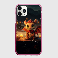 Чехол iPhone 11 Pro матовый Волшебный дракон 2024, цвет: 3D-малиновый