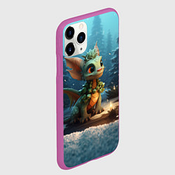 Чехол iPhone 11 Pro матовый Веселый дракон 2024, цвет: 3D-фиолетовый — фото 2