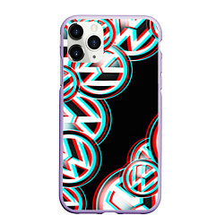 Чехол iPhone 11 Pro матовый Volkswagen glitch pattern, цвет: 3D-светло-сиреневый