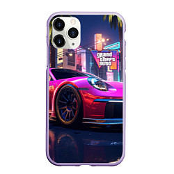 Чехол iPhone 11 Pro матовый GTA 6 auto, цвет: 3D-светло-сиреневый