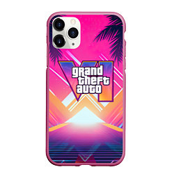 Чехол iPhone 11 Pro матовый GTA6 hot summer Vaporwave, цвет: 3D-малиновый