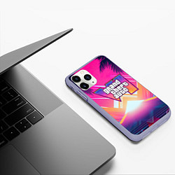 Чехол iPhone 11 Pro матовый GTA6 hot summer Vaporwave, цвет: 3D-светло-сиреневый — фото 2