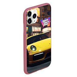 Чехол iPhone 11 Pro матовый GTA 6 porshe, цвет: 3D-малиновый — фото 2