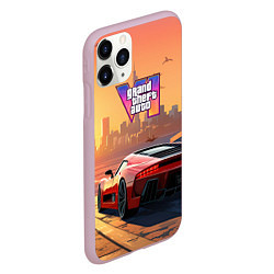 Чехол iPhone 11 Pro матовый GTA 6 авто вид сзади, цвет: 3D-розовый — фото 2