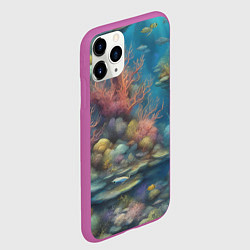 Чехол iPhone 11 Pro матовый Рыбы под водой, цвет: 3D-фиолетовый — фото 2