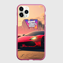 Чехол iPhone 11 Pro матовый GTA 6 спортивное авто, цвет: 3D-малиновый