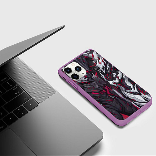 Чехол iPhone 11 Pro матовый Адская броня / 3D-Фиолетовый – фото 3
