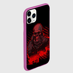 Чехол iPhone 11 Pro матовый Красный скелет на чёрном фоне, цвет: 3D-фиолетовый — фото 2