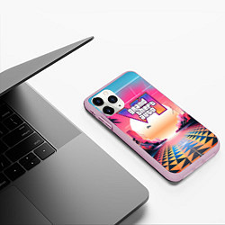 Чехол iPhone 11 Pro матовый GTA 6 retro abstract logo, цвет: 3D-розовый — фото 2