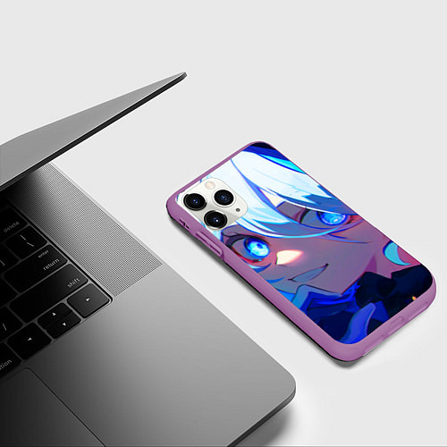 Чехол iPhone 11 Pro матовый Геншин Импакт Фурина / 3D-Фиолетовый – фото 3