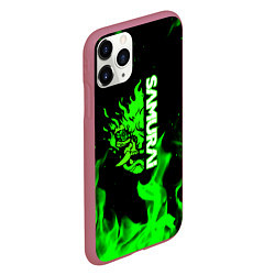 Чехол iPhone 11 Pro матовый Samurai green fire toxic, цвет: 3D-малиновый — фото 2