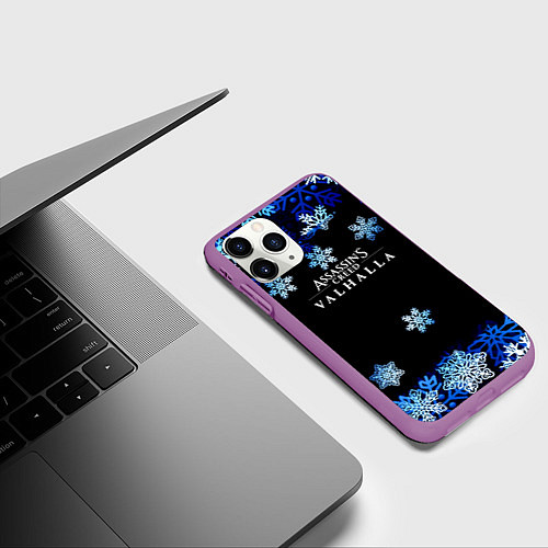 Чехол iPhone 11 Pro матовый Assasins creed winter is coming / 3D-Фиолетовый – фото 3