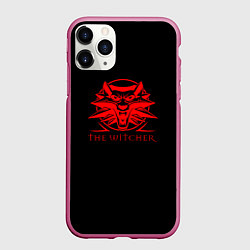 Чехол iPhone 11 Pro матовый Ведьмак красное лого, цвет: 3D-малиновый