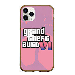 Чехол iPhone 11 Pro матовый GTA 6 pink, цвет: 3D-коричневый