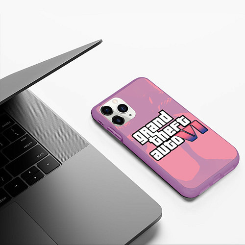 Чехол iPhone 11 Pro матовый GTA 6 pink / 3D-Фиолетовый – фото 3