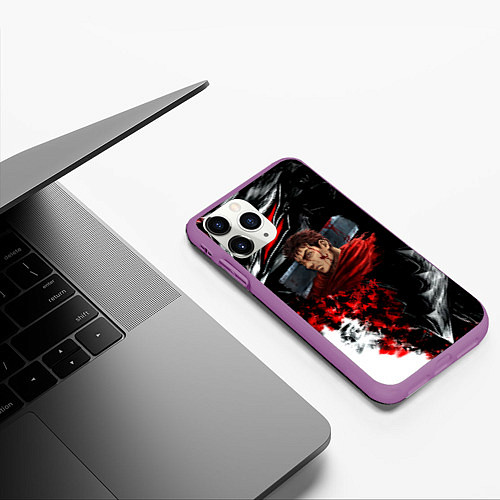 Чехол iPhone 11 Pro матовый Berserk anime logo / 3D-Фиолетовый – фото 3