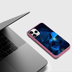 Чехол iPhone 11 Pro матовый Синяя геометрическая абстракция, цвет: 3D-малиновый — фото 2