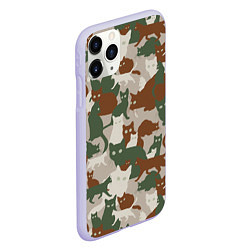 Чехол iPhone 11 Pro матовый Кошки - камуфляж, цвет: 3D-светло-сиреневый — фото 2
