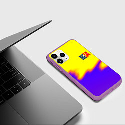 Чехол iPhone 11 Pro матовый НБА баскетбол краски неоновые желтые, цвет: 3D-фиолетовый — фото 2