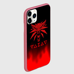 Чехол iPhone 11 Pro матовый Ведьмак огонь лого геральт, цвет: 3D-малиновый — фото 2