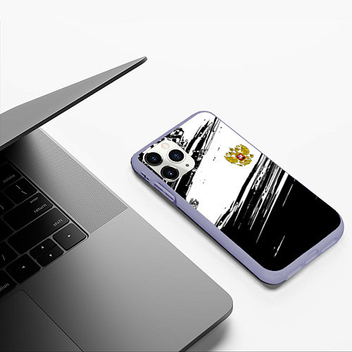 Чехол iPhone 11 Pro матовый Герб РФ спортивные краски / 3D-Светло-сиреневый – фото 3