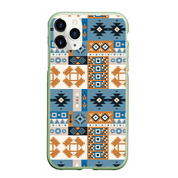 Чехол iPhone 11 Pro матовый Этнический мозаичный геометрический паттерн